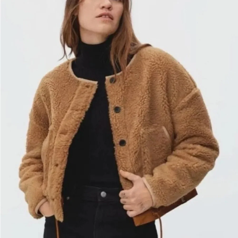 Everlane Camel Teddy Button-Up Jacket - Picture 1 of 7